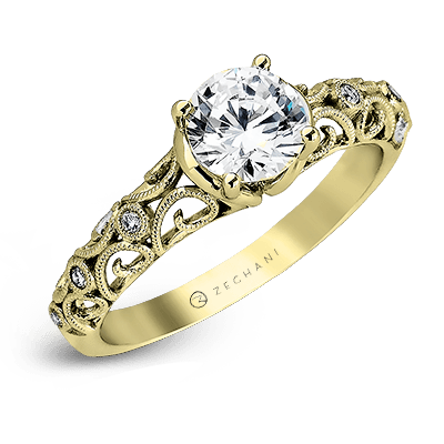 ZR915 Engagement Ring in 14k Gold with Diamonds