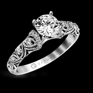 ZR916 Engagement Ring in 14k Gold with Diamonds