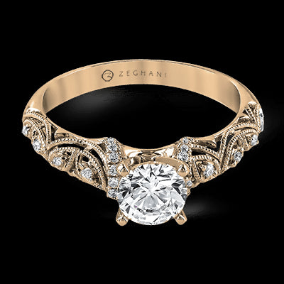 ZR916 Engagement Ring in 14k Gold with Diamonds