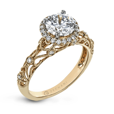 ZR924 Engagement Ring in 14k Gold with Diamonds