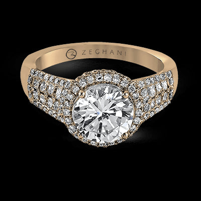 ZR973 Engagement Ring in 14k Gold with Diamonds